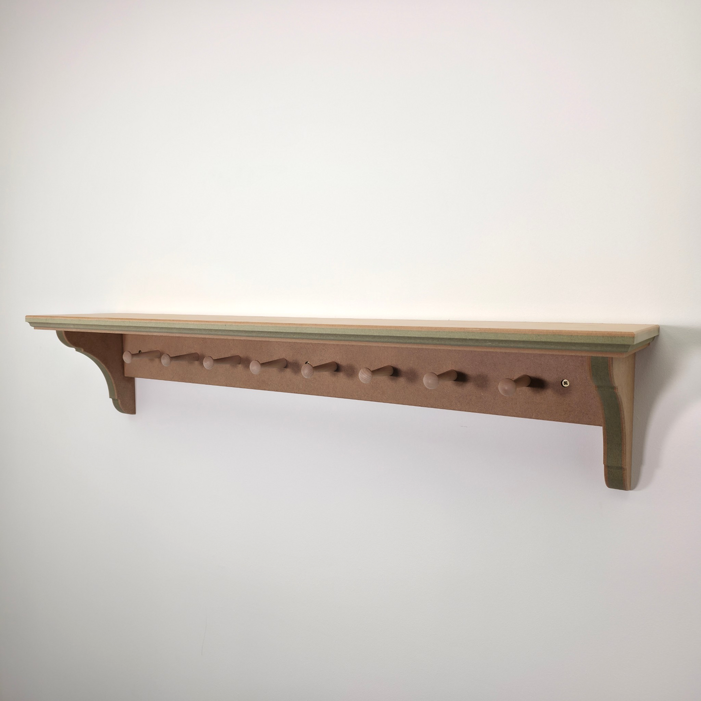 Handmade Traditional Shaker Peg Shelf - Ready to Paint