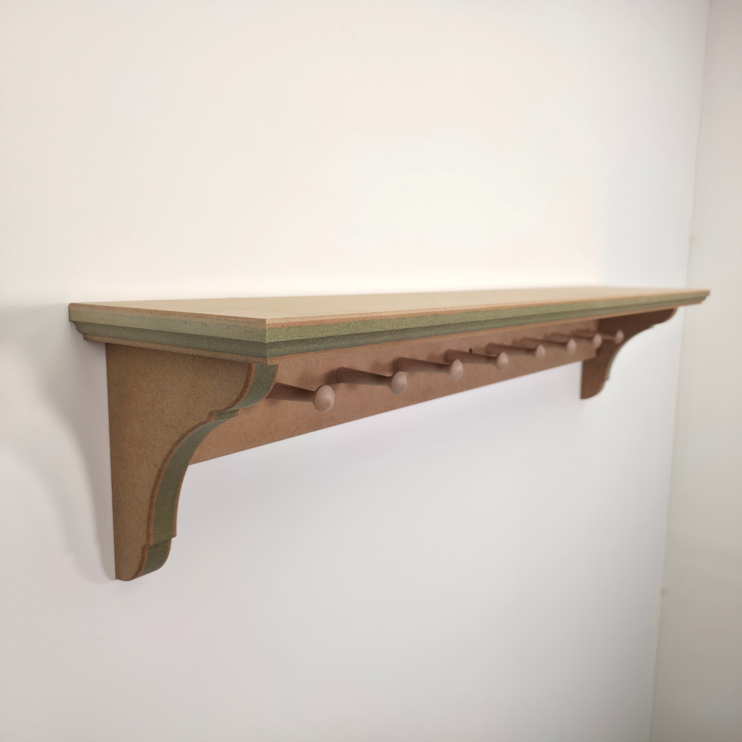Handmade Traditional Shaker Peg Shelf - Ready to Paint