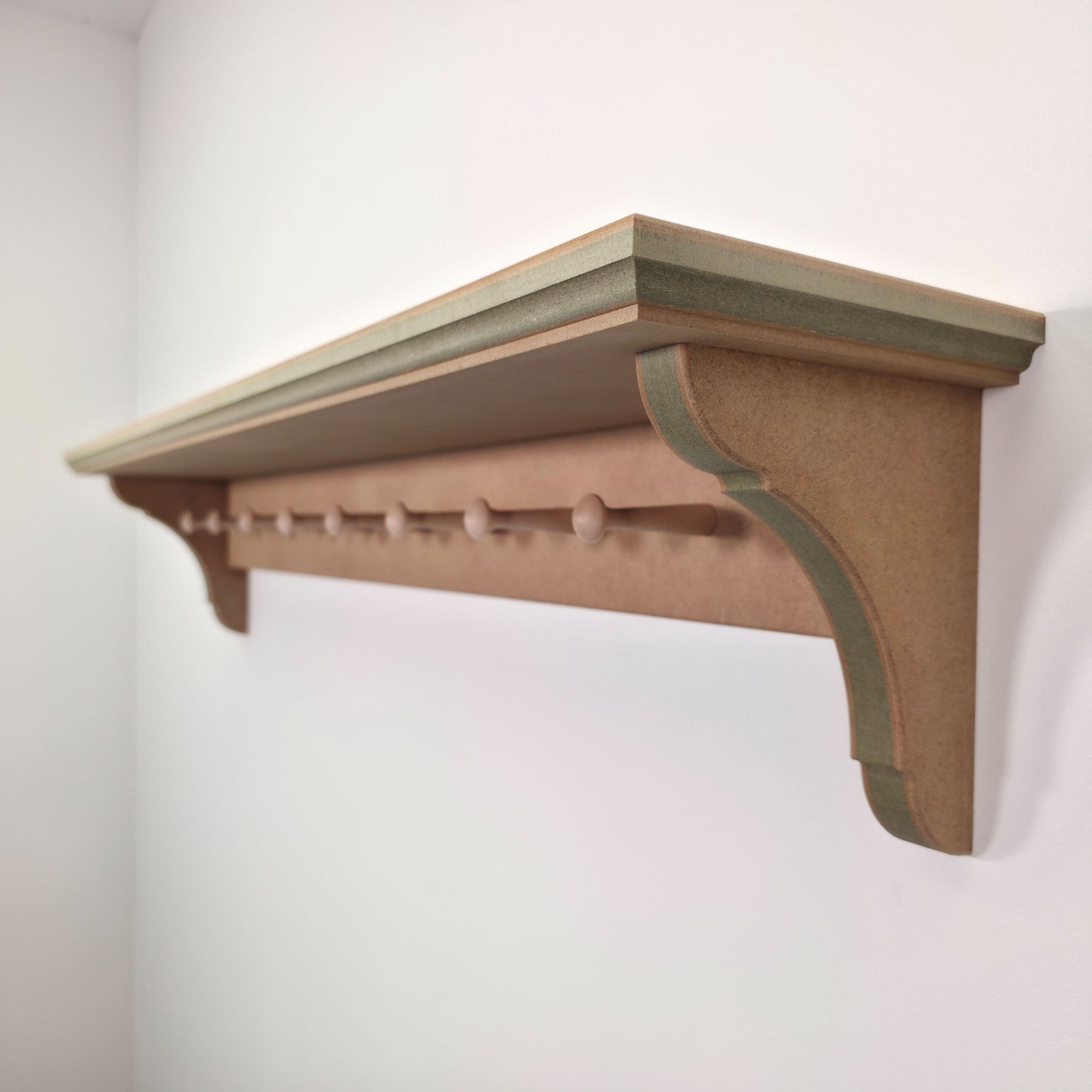 Handmade Traditional Shaker Peg Shelf - Ready to Paint
