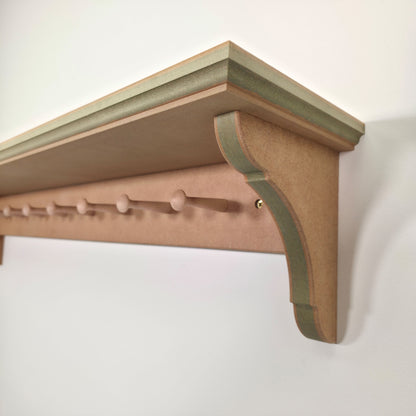Handmade Traditional Shaker Peg Shelf - Ready to Paint