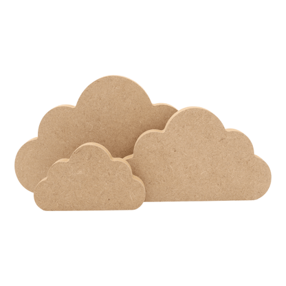 CNC routed freestanding cloud shapes made from MDF, quality craft shapes for DIY projects.