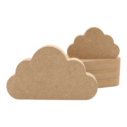 CNC routed freestanding cloud shapes made from MDF, quality craft shapes for DIY projects.