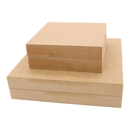 CNC routed square shapes made from MDF with a square edge, quality craft shapes for DIY projects.