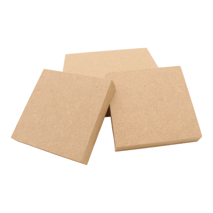 CNC routed square shapes made from MDF with a square edge, quality craft shapes for DIY projects.