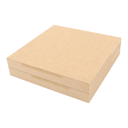 CNC routed square shapes made from MDF with a square edge, quality craft shapes for DIY projects.