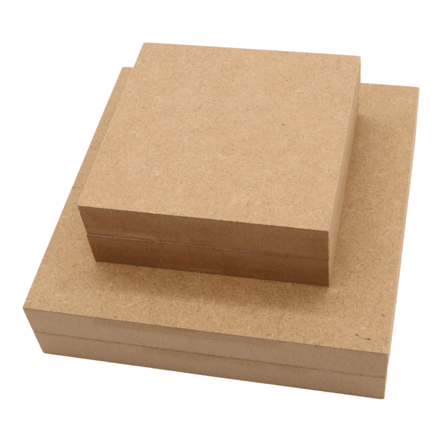 CNC routed square shapes made from MDF with a square edge, quality craft shapes for DIY projects.