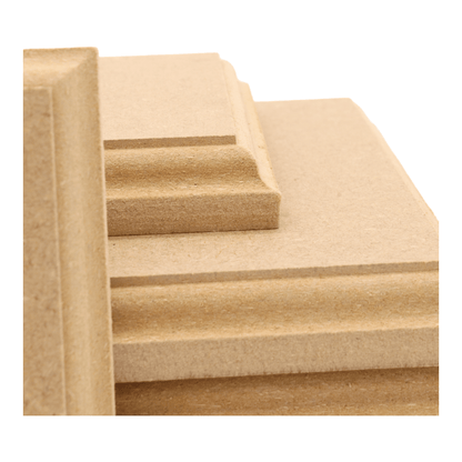 CNC routed square shapes made from MDF with a trophy edge, quality craft shapes for DIY projects.