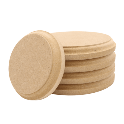 CNC routed circle shapes made from MDF with a trophy edge, quality craft shapes for DIY projects.