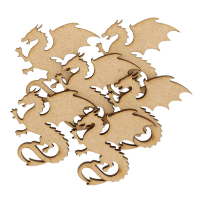 Dragon MDF Craft Shape collection of laser-cut dragon shapes in 3mm MDF, perfect for art and décor projects.