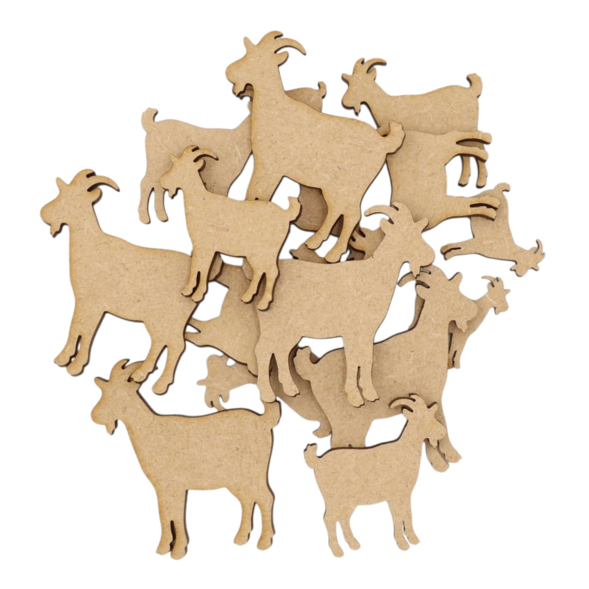 Goat MDF Craft Shape - a collection of laser-cut goat silhouettes for creative crafting projects.