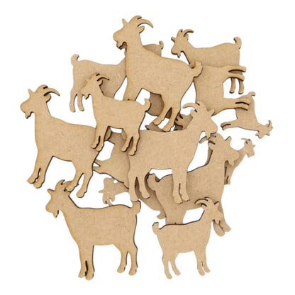 Goat MDF Craft Shape - a collection of laser-cut goat silhouettes for creative crafting projects.