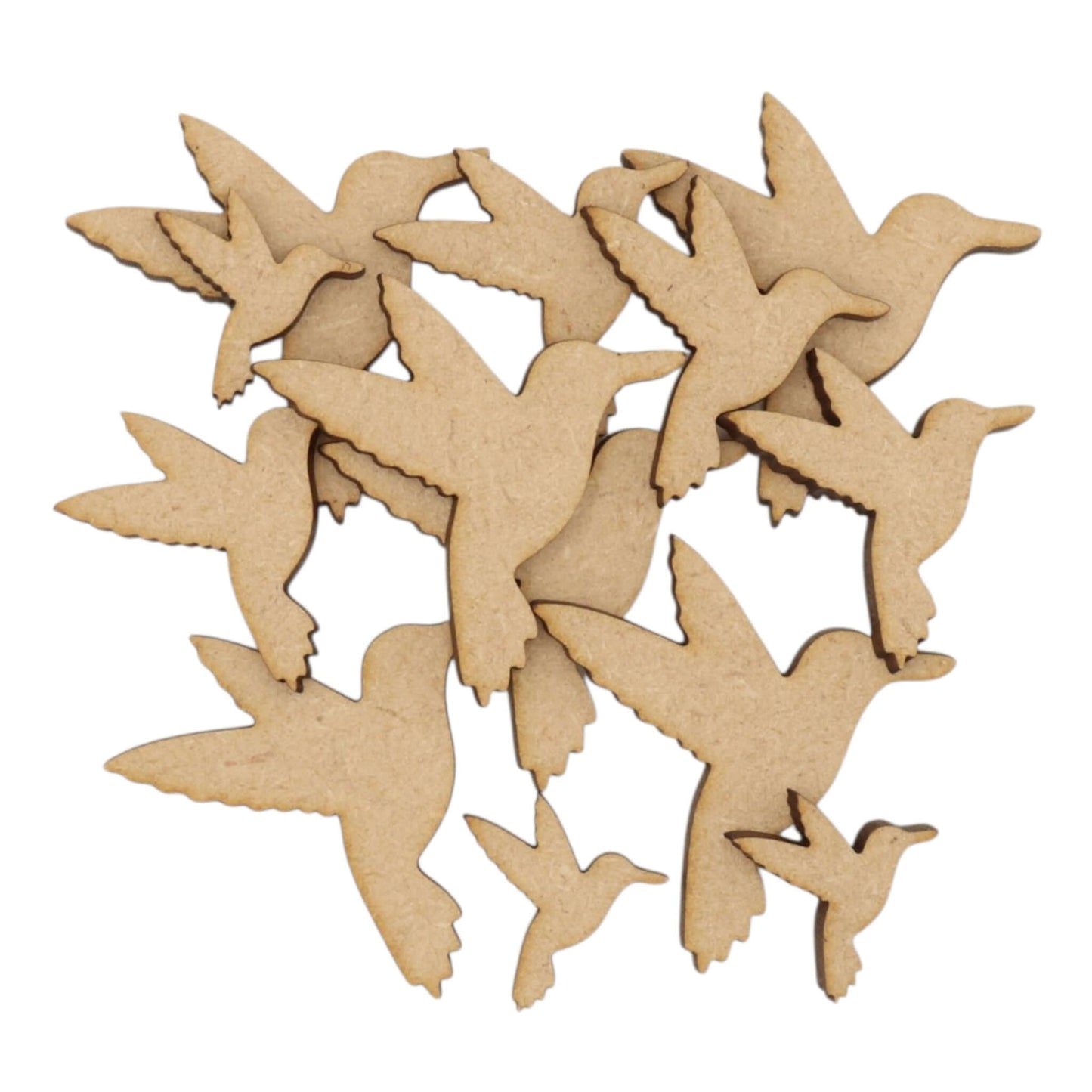 Kingfisher MDF Craft Shape collection of laser-cut bird silhouettes in various sizes for crafting and decoration.