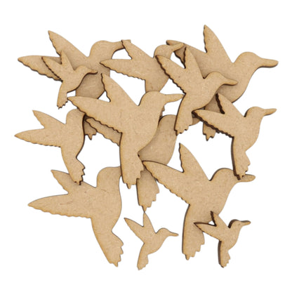 Kingfisher MDF Craft Shape collection of laser-cut bird silhouettes in various sizes for crafting and decoration.