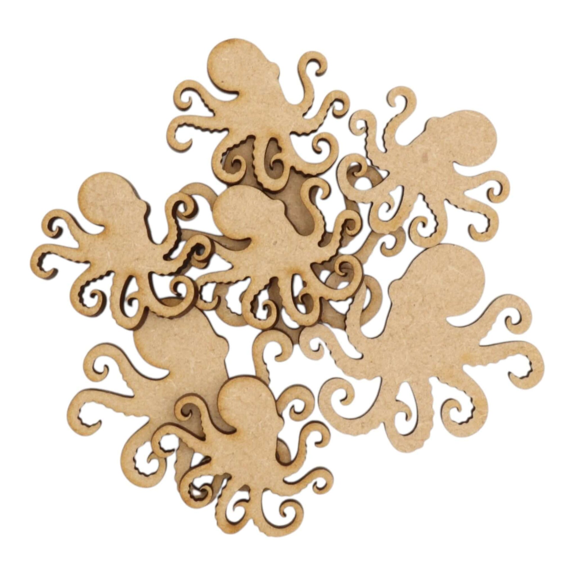 Octopus MDF Craft Shape - laser-cut octopus shapes perfect for coastal decor and nautical art projects