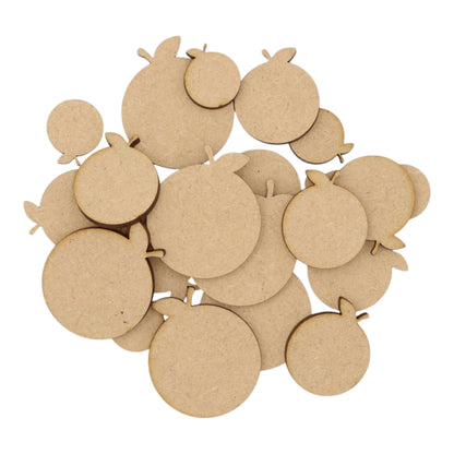 Collection of Orange MDF Craft Shape laser-cut fruit silhouettes, perfect for summer décor and craft projects.