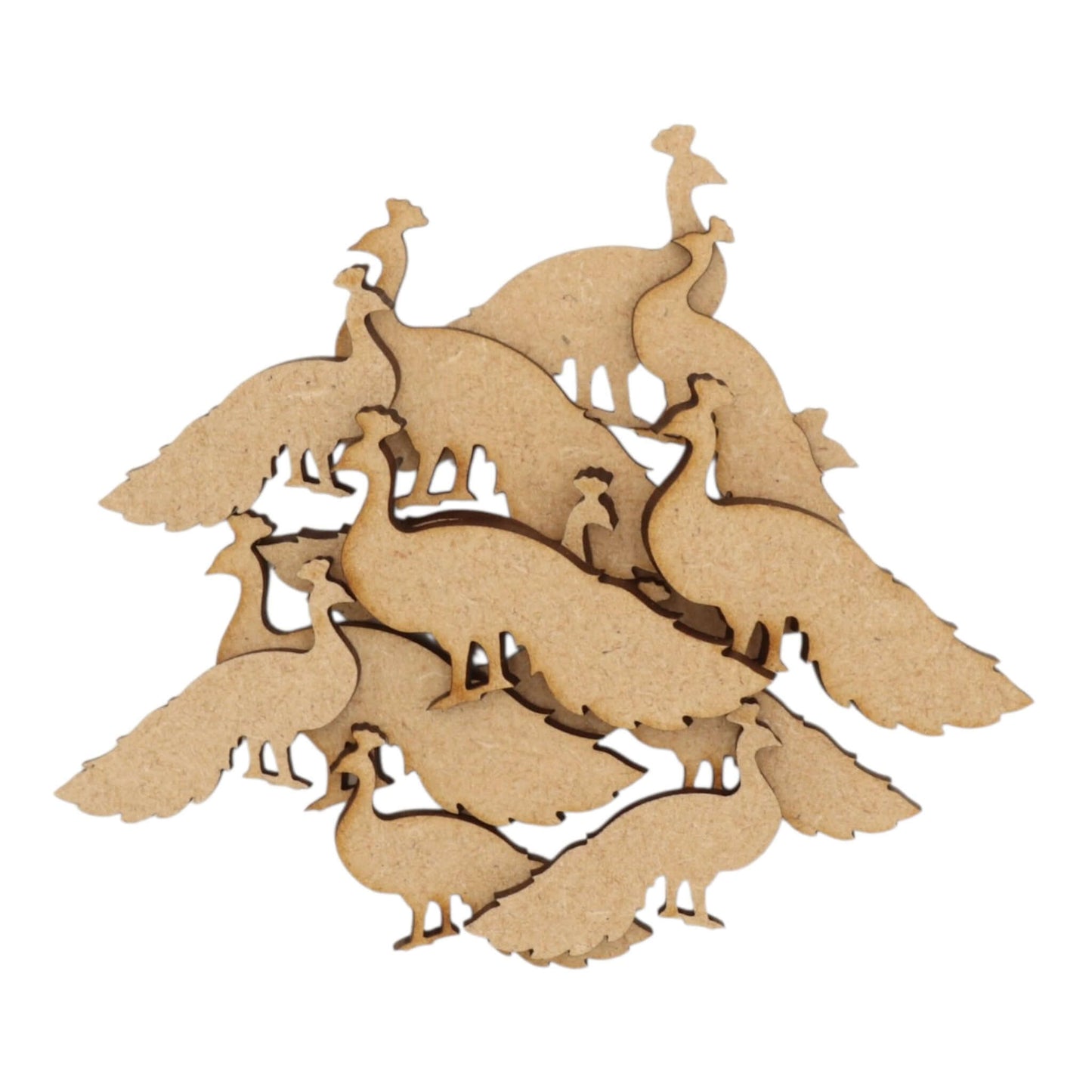 Peacock MDF Craft Shape - laser-cut MDF peacock shapes perfect for elegant crafts and art projects.