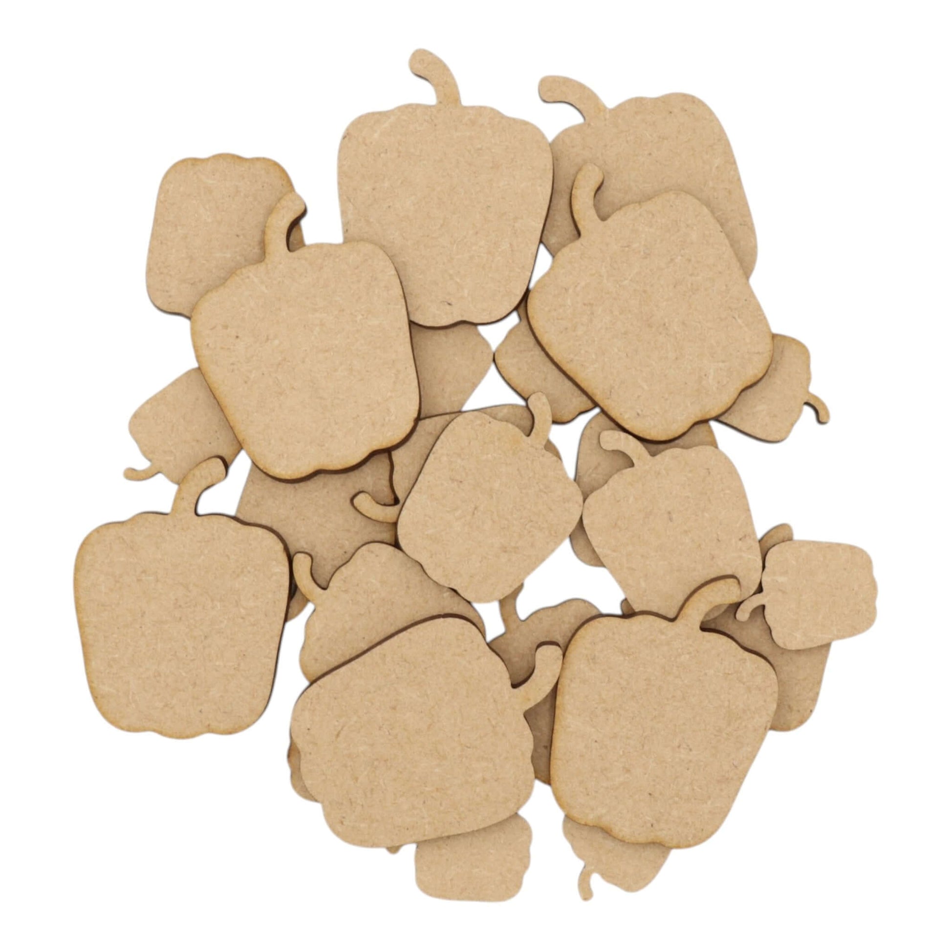 Pepper MDF Craft Shape - assorted laser-cut pepper shapes made of MDF for craft projects.