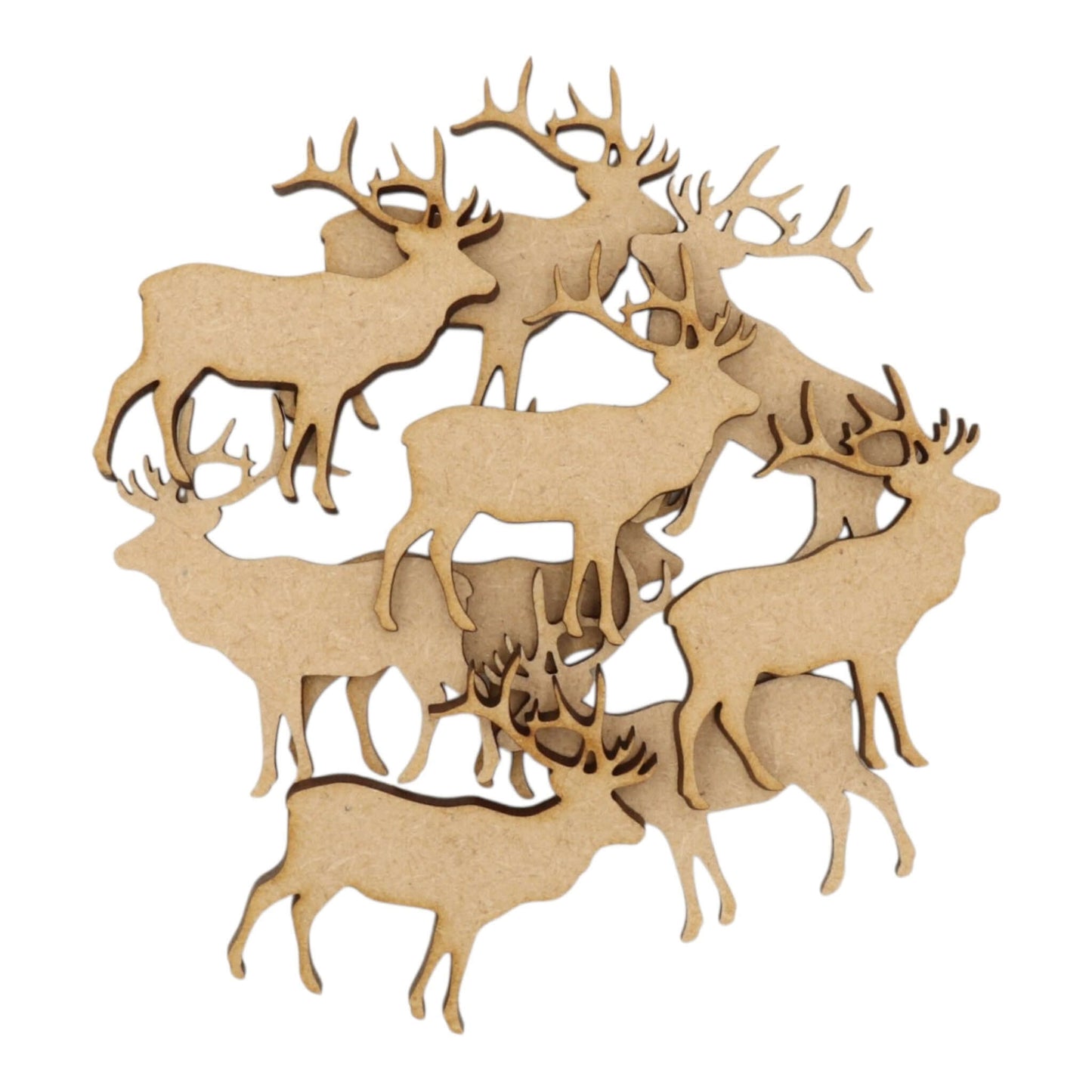 Deer / Reindeer MDF Craft Shape - Laser-cut MDF deer shapes featuring prominent antlers, perfect for crafts and decorations.