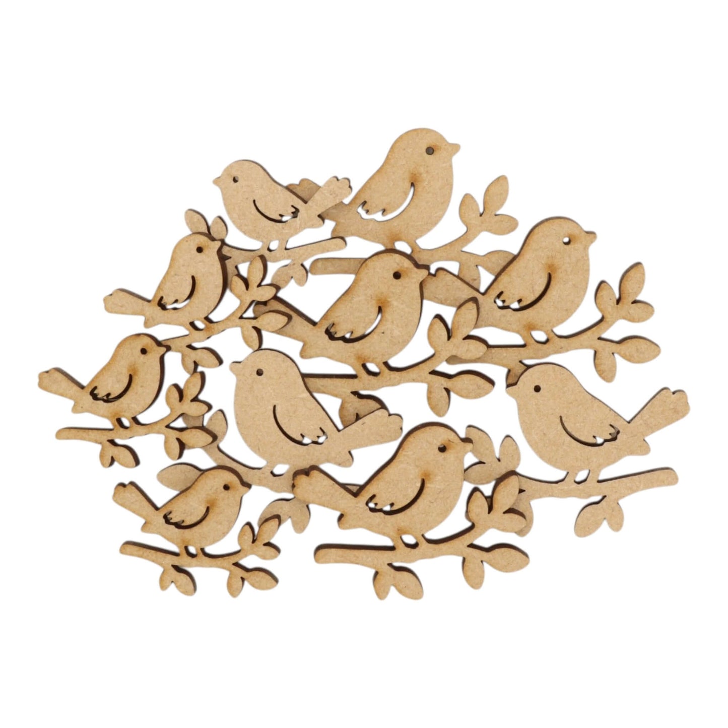 Robin on Branch MDF Craft Shape featuring multiple charming robins on branches, ideal for nature-themed crafts.
