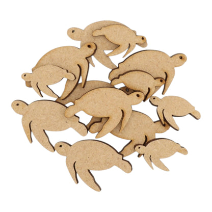 Sea Turtle MDF Craft Shape - assorted laser-cut sea turtle shapes made of smooth MDF for crafting and decoration.