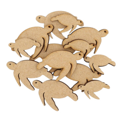 Sea Turtle MDF Craft Shape - a collection of laser-cut sea turtle shapes made from smooth MDF, perfect for crafts.