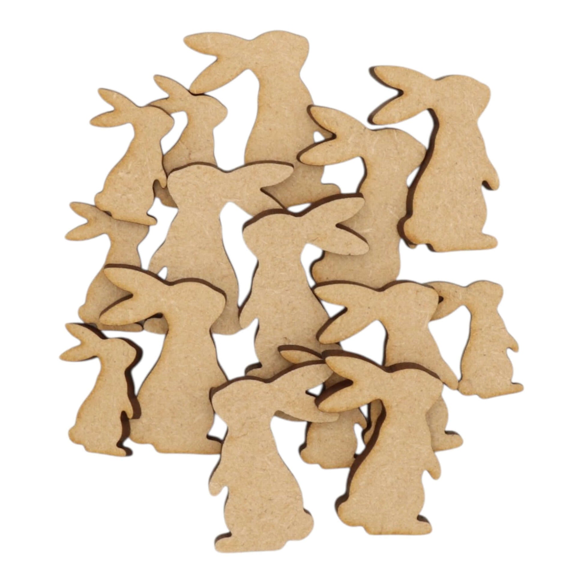 Standing Rabbit MDF Craft Shape - a collection of laser-cut standing bunny silhouettes in natural MDF.
