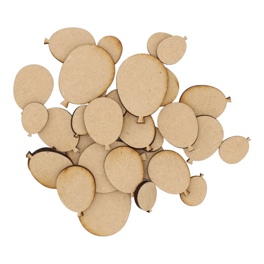 Laser cut MDF balloon craft shapes, 3mm thick, perfect for arts & crafts projects.