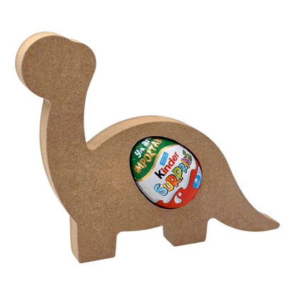 Dinosaur Egg Holder - Facing Forward displaying a Kinder Surprise egg in a playful brontosaurus silhouette.