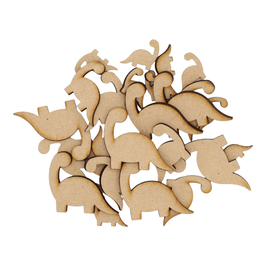 Laser cut MDF dinosaur s2 craft shapes, 3mm thick, perfect for arts & crafts projects.