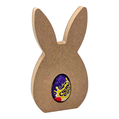 Bunny Ear Egg Holder - Straight Ears with a creamy egg, perfect for Easter celebrations and personalized settings.