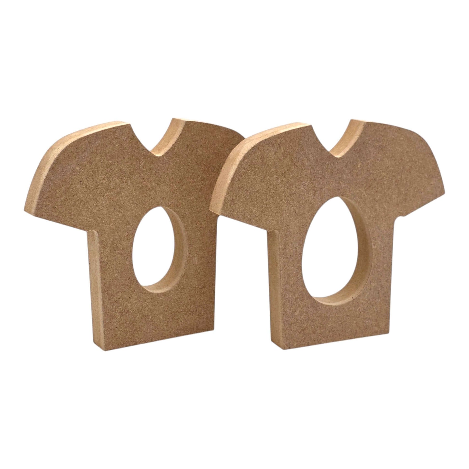 Football Shirt Egg Holder pair, wooden jersey design for displaying eggs, ideal for football fans.