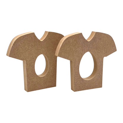 Football Shirt Egg Holder pair, wooden jersey design for displaying eggs, ideal for football fans.