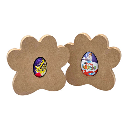 Paw Print Easter Egg Holder displaying colorful candy eggs in a pet-themed design, ideal for Easter celebrations.