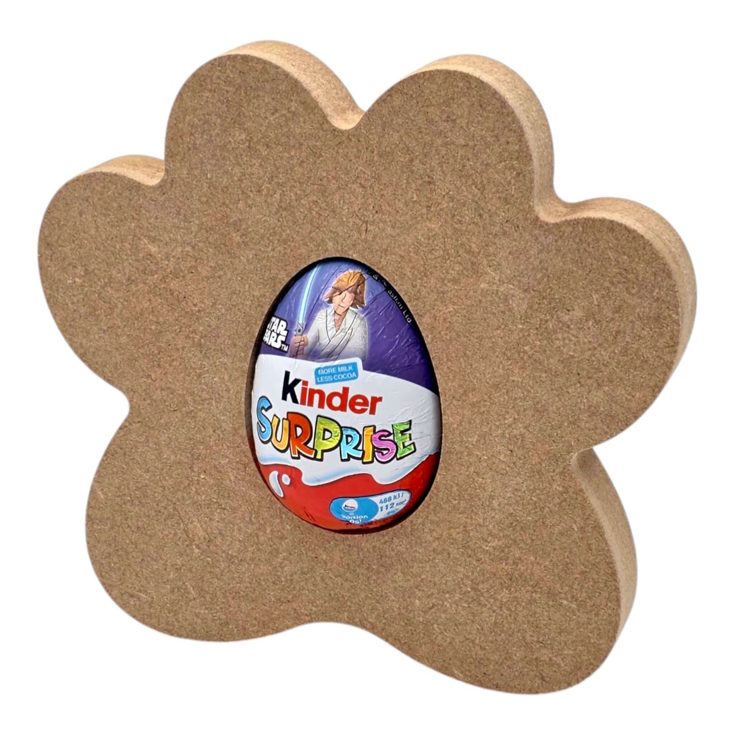 Paw Print Easter Egg Holder displaying a Kinder Surprise chocolate egg in a craft blank silhouette.