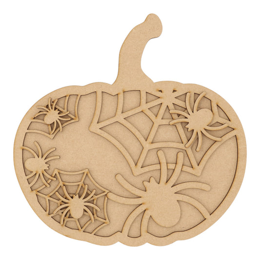 3D Wooden Halloween Spider Web Pumpkin – Layered Decoration
