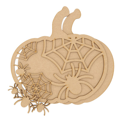 3D Wooden Halloween Spider Web Pumpkin – Layered Decoration