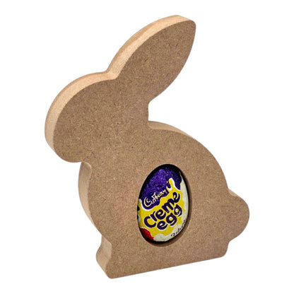 Sitting Rabbit Easter Egg Holder displaying a Cadbury Creme Egg, adding charm to Easter celebrations.
