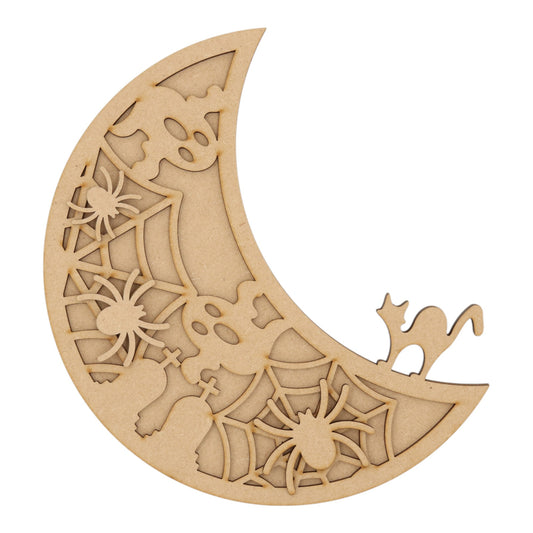 3D Wooden Halloween Spooky Moon – Layered Decoration