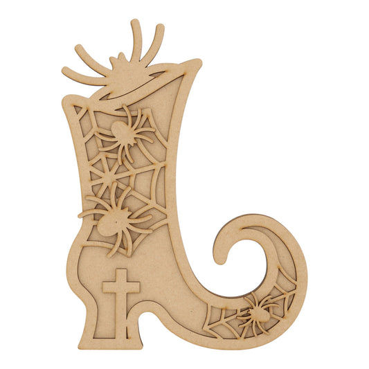 3D Wooden Halloween Creepy Witches Boot – Layered Decoration