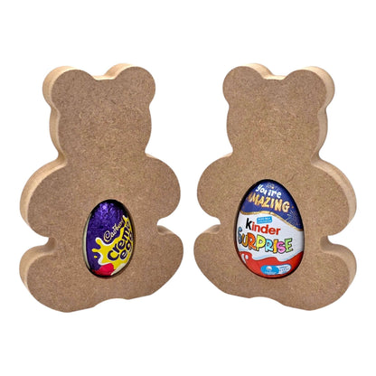 Teddy Bear Easter Egg Holder with candy eggs visible in a cute bear silhouette design.