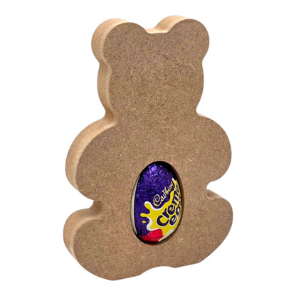 Teddy Bear Easter Egg Holder featuring a freestanding chunky bear silhouette with an egg compartment.