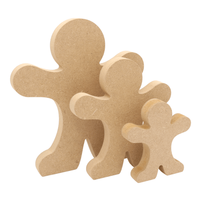 CNC routed freestanding gingerbread man shapes made from MDF, quality craft shapes for DIY projects.