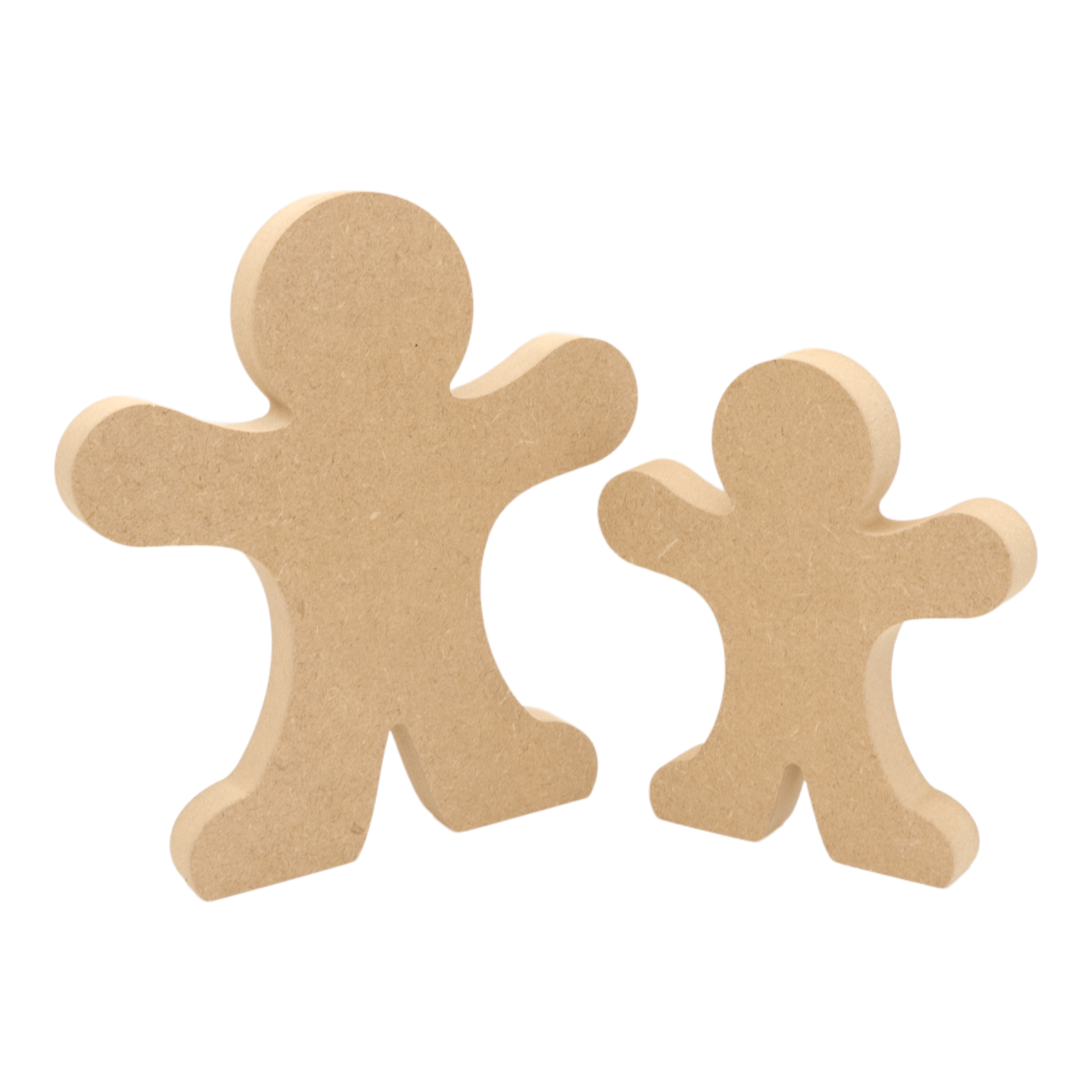 CNC routed freestanding gingerbread man shapes made from MDF, quality craft shapes for DIY projects.