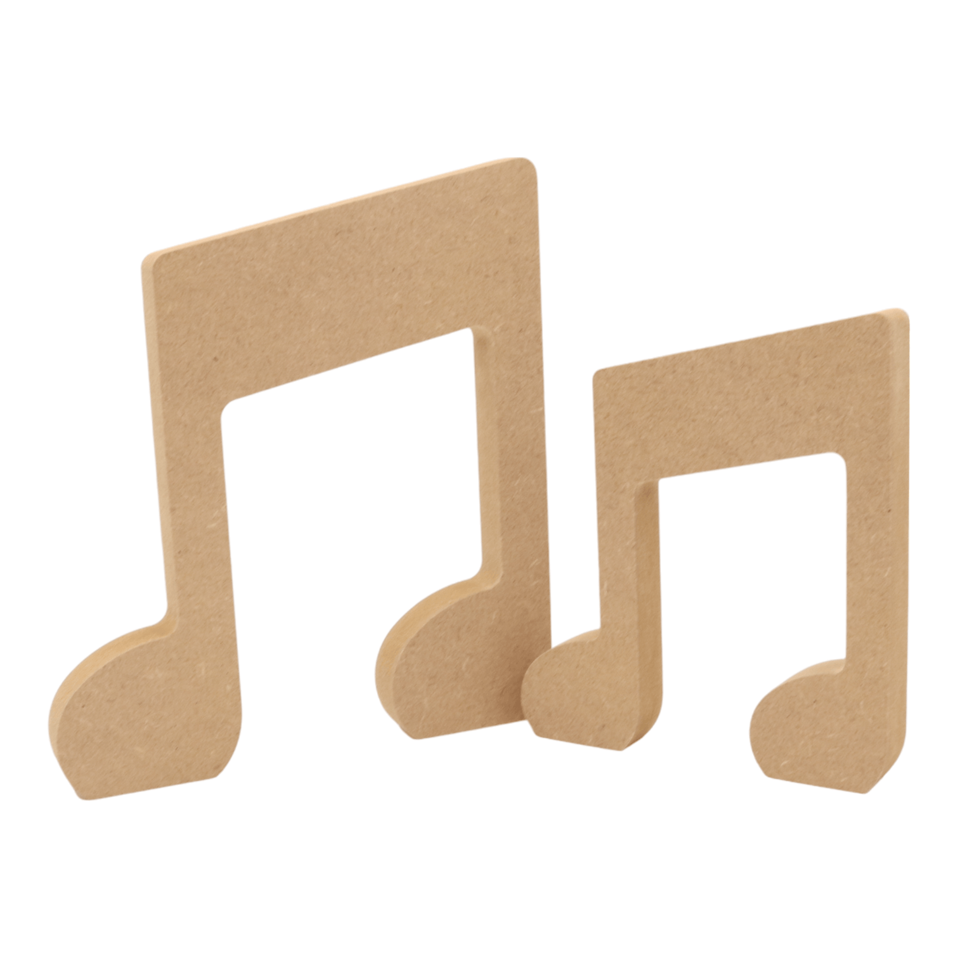 CNC routed freestanding music note shapes made from MDF, quality craft shapes for DIY projects.
