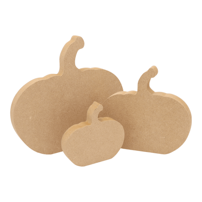 CNC routed freestanding pumpkin shapes made from MDF, quality craft shapes for DIY projects.