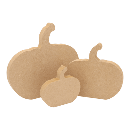 CNC routed freestanding pumpkin shapes made from MDF, quality craft shapes for DIY projects.