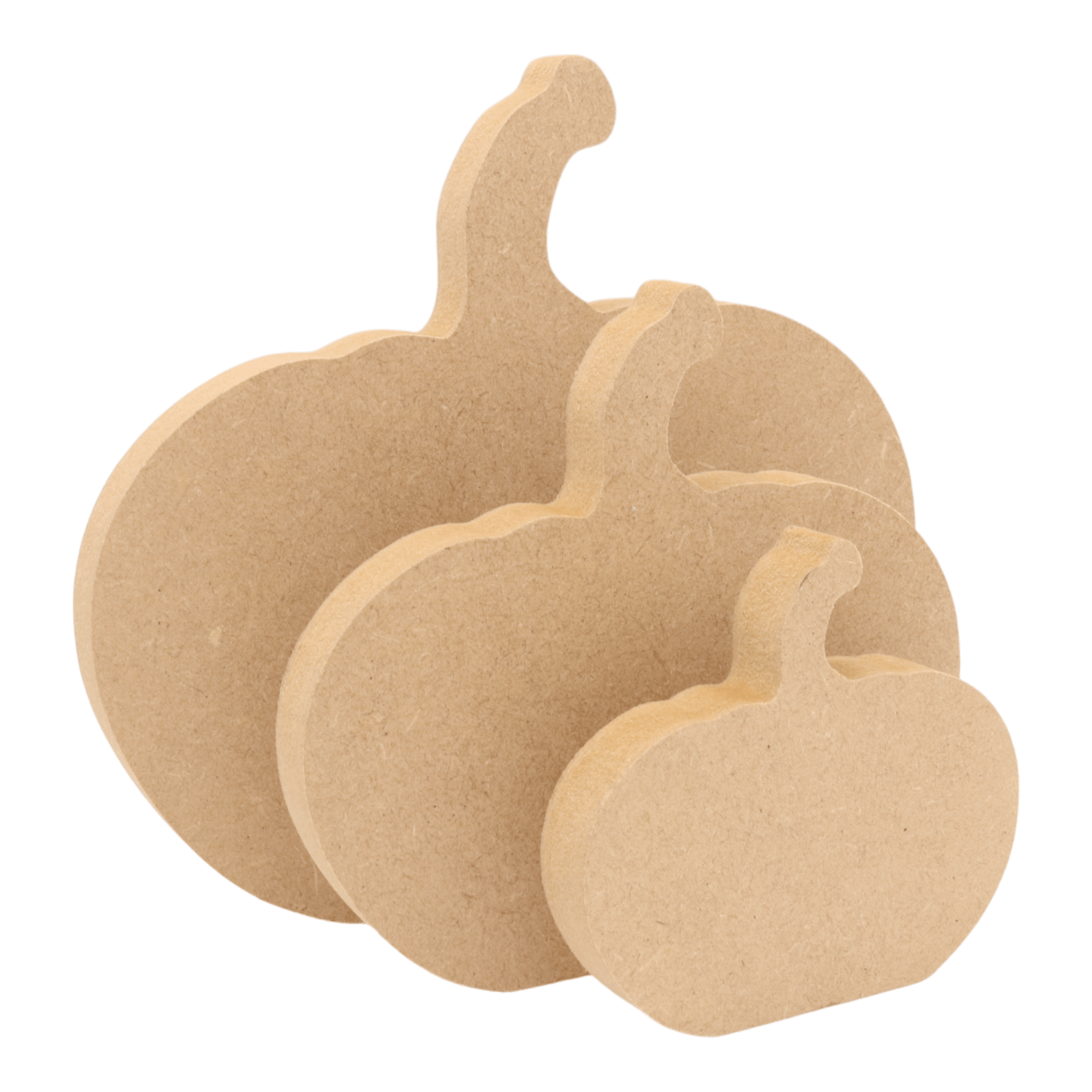 CNC routed freestanding pumpkin shapes made from MDF, quality craft shapes for DIY projects.