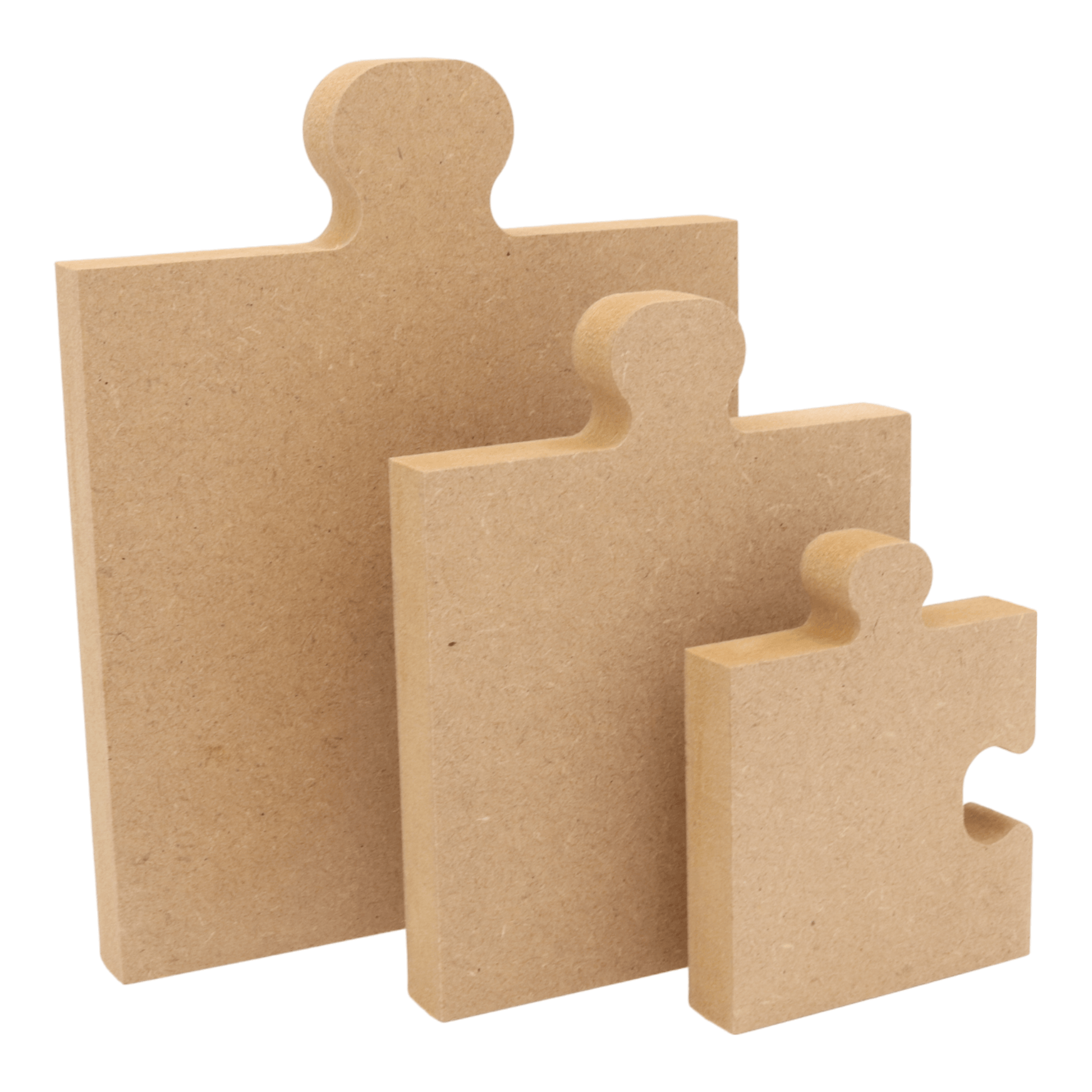 CNC routed freestanding corner puzzle piece shapes made from MDF, quality craft shapes for DIY projects.
