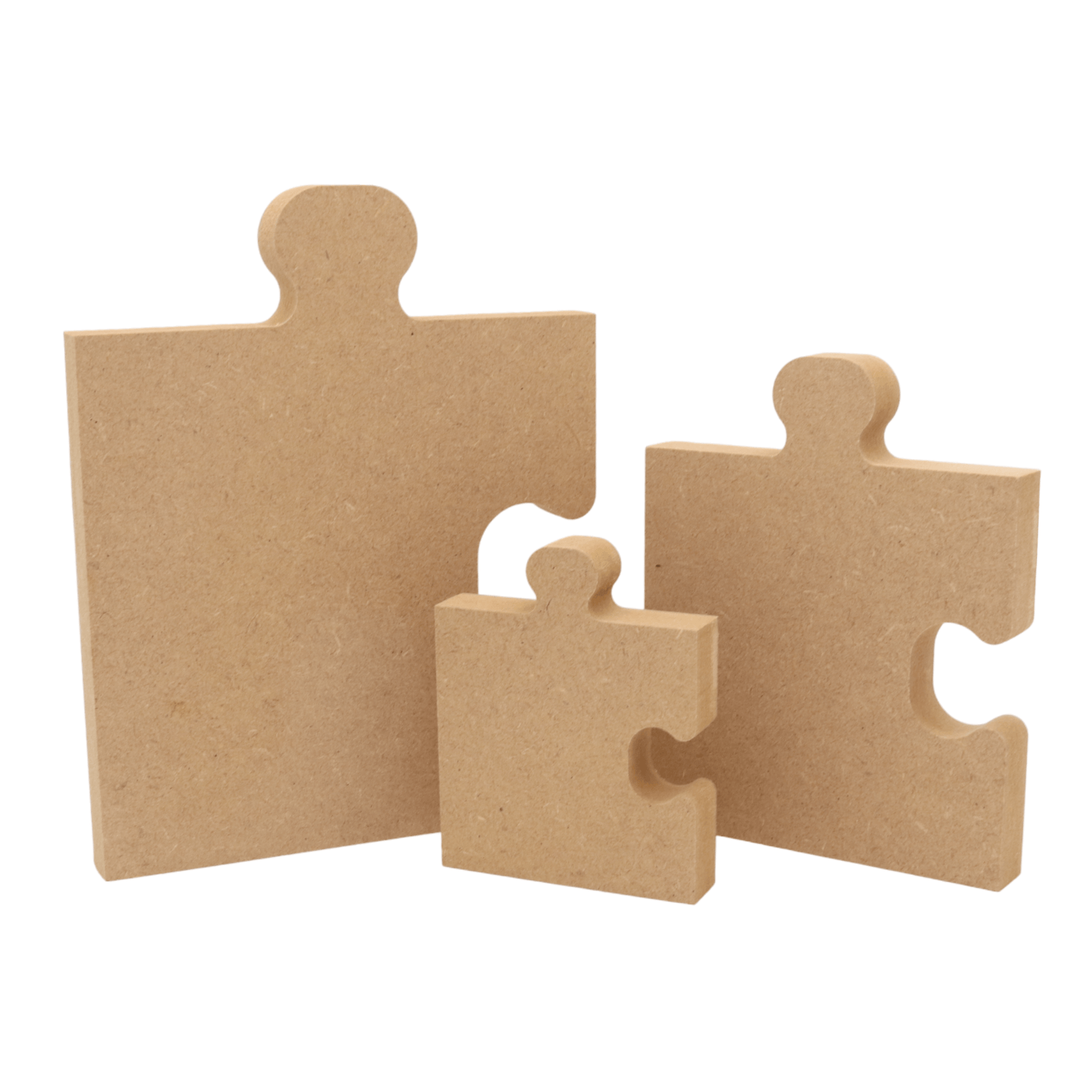 CNC routed freestanding corner puzzle piece shapes made from MDF, quality craft shapes for DIY projects.