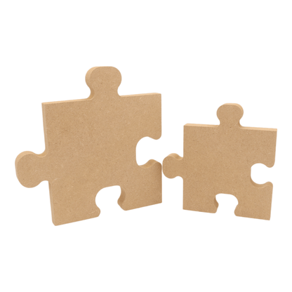 CNC routed freestanding puzzle piece shapes made from MDF, quality craft shapes for DIY projects.